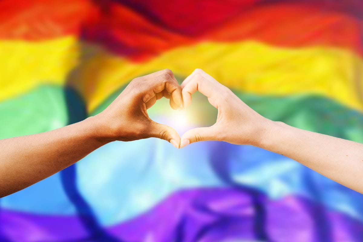 Rainbow flag and heart