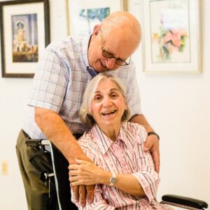 Senior couple at an art gallery